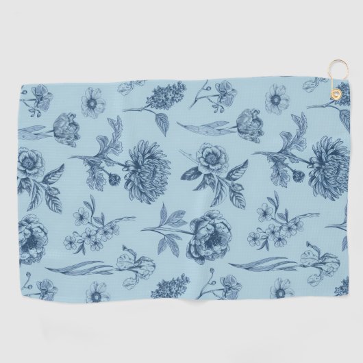 Serviette De Golf Blue Floral (Horizontal)