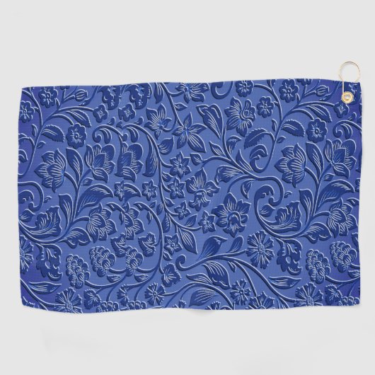 Serviette De Golf Blue Floral Golf Towel (Horizontal)