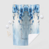 Serviette De Golf Blue Flowers and Pearls Golf Towel (En situation)