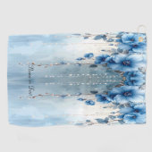 Serviette De Golf Blue Flowers and Pearls Golf Towel (Horizontal)