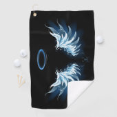 Serviette De Golf Blue Glowing Angel Wings on black background (En situation)