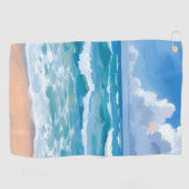 Serviette De Golf Blue Ocean Waves | Beach Sea Watercolor  (Horizontal)