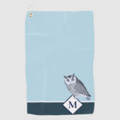 Serviette De Golf Blue Owl Grey Nom du monogramme Bain (Devant)