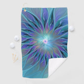 Serviette De Golf Blue Purple Flower Dream Abstrait Fractal Art (En situation)