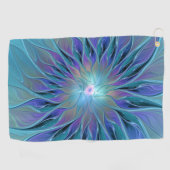 Serviette De Golf Blue Purple Flower Dream Abstrait Fractal Art (Horizontal)