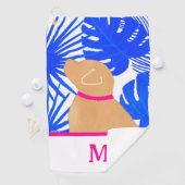 Serviette De Golf Blue Tropical Island Yellow Dog Golf Serviette (En situation)