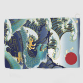 Serviette De Golf Blue Waves Green Dragon Red Sun (Horizontal)