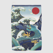 Serviette De Golf Blue Waves Green Dragon Red Sun (Devant)