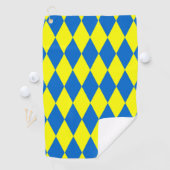 Serviette De Golf Blue Yellow Harlequin Checkered Design (En situation)