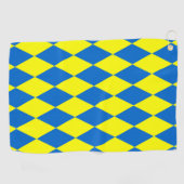 Serviette De Golf Blue Yellow Harlequin Checkered Design (Horizontal)