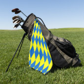 Serviette De Golf Blue Yellow Harlequin Checkered Design (Vert)