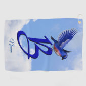 Serviette De Golf Bluebird Elegant Monogram Initiale B Personnalisée (Horizontal)