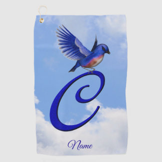 Serviette De Golf Bluebird Elegant Monogram Initiale C Personnalisée