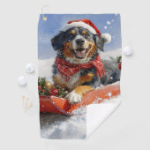 Serviette De Golf Bluetick Coonhound Dog dans Sledge Noël (En situation)