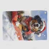 Serviette De Golf Bluetick Coonhound Dog dans Sledge Noël (Horizontal)