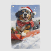 Serviette De Golf Bluetick Coonhound Dog dans Sledge Noël (Devant)