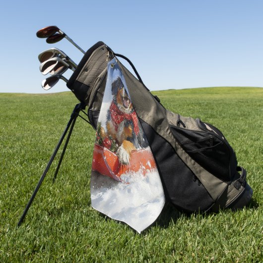 Serviette De Golf Bluetick Coonhound Dog dans Sledge Noël (Vert)