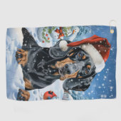 Serviette De Golf Bluetick Coonhound Dog Winter Wonderland Noël (Horizontal)