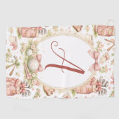 Serviette De Golf Blush Bow Golf Monogramme Personnalisé (Horizontal)