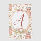 Serviette De Golf Blush Bow Golf Monogramme Personnalisé (Devant)