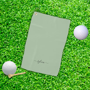 Serviette De Golf Blush Dusty Green Modern Girl Monogramme Nom