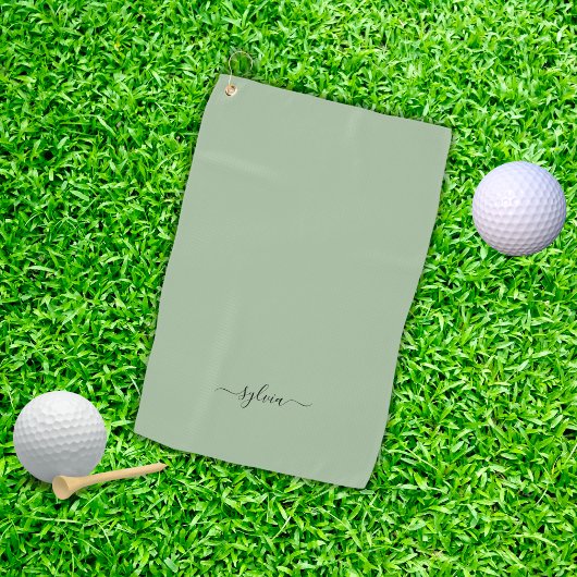 Serviette De Golf Blush Dusty Green Modern Girl Monogramme Nom