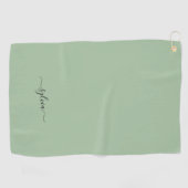 Serviette De Golf Blush Dusty Green Modern Girl Monogramme Nom (Horizontal)