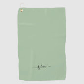 Serviette De Golf Blush Dusty Green Modern Girl Monogramme Nom (Devant)