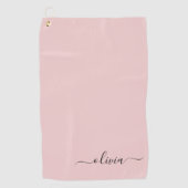 Serviette De Golf Blush Dusty rose moderne Script Girl Monogramme No (Devant)