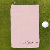 Serviette De Golf Blush Dusty rose moderne Script Girl Monogramme No