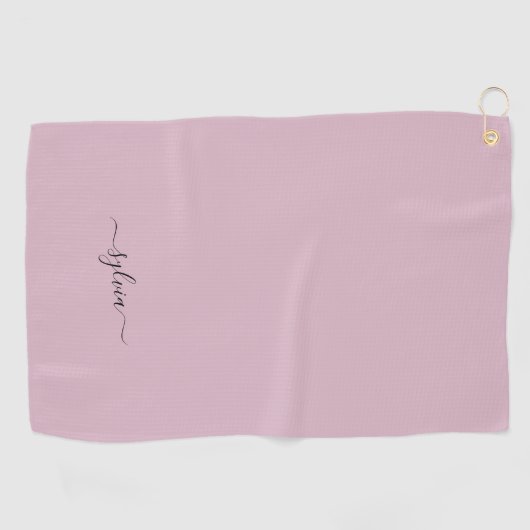 Serviette De Golf Blush Dusty Rose rose moderne fille Monogramme Nom (Horizontal)