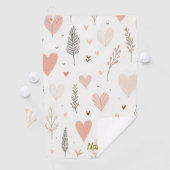 Serviette De Golf Blush Hearts & Botanical Seamless Pattern (En situation)