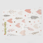 Serviette De Golf Blush Hearts & Botanical Seamless Pattern (Horizontal)