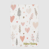 Serviette De Golf Blush Hearts & Botanical Seamless Pattern (Devant)