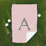 Serviette De Golf Blush Pink Grey Modern Script Girly Monogram<br><div class="desc">Nom Monogramme rose et gris clair Serviette de golf. Cela rend le cadeau parfait pour 16 ans,  mariage,  douche nuptiale,  anniversaire,  baby shower ou bachelorette pour quelqu'un qui aime le luxe glam et les styles chic.</div>