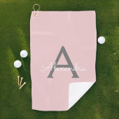 Serviette De Golf Blush Pink Grey Modern Script Girly Monogram