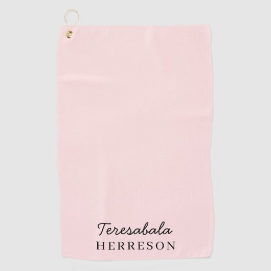 Serviette De Golf Blush Pink Monogram | Modern Minimalist Feminine (Devant)