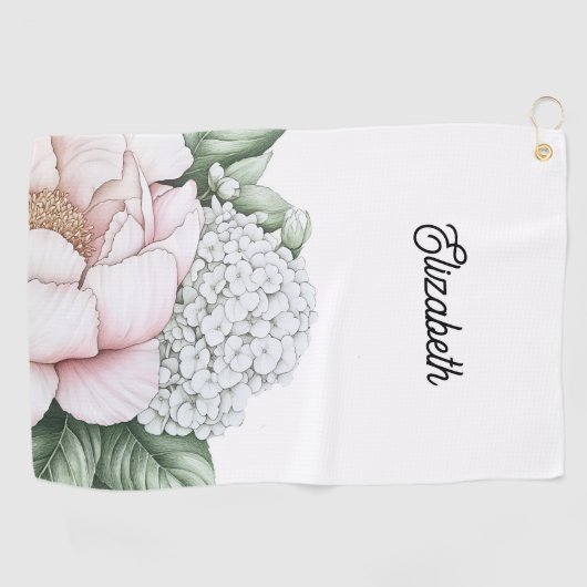 Serviette De Golf Blush Pink Peony Personalized (Horizontal)