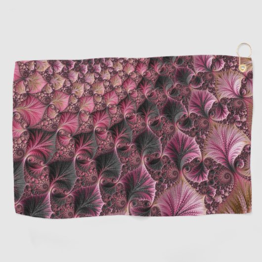 Serviette De Golf Boho Funky Eclectique Rose Noir Abstrait Fractal (Horizontal)