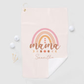 Serviette De Golf Boho Rainbow Mama avec phases de lune (En situation)