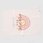 Serviette De Golf Boho Rainbow Mama avec phases de lune (Horizontal)