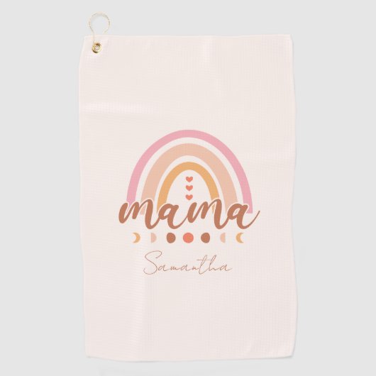 Serviette De Golf Boho Rainbow Mama avec phases de lune (Devant)