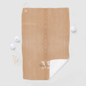 Serviette De Golf Bois brun clair grain Monogramme personnalisé (En situation)