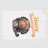 Serviette De Golf Bon thanksgiving Chat Turquie Fête Automne Classiq (Horizontal)