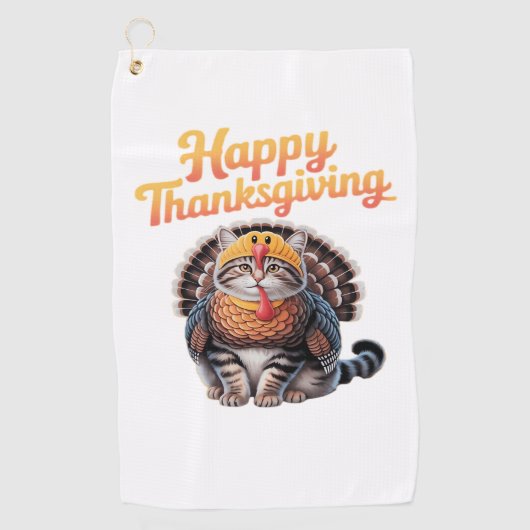 Serviette De Golf Bon thanksgiving Chat Turquie Fête Automne Classiq (Devant)