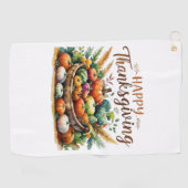 Serviette De Golf Bon thanksgiving - Panier de récolte avec Citrouil (Horizontal)