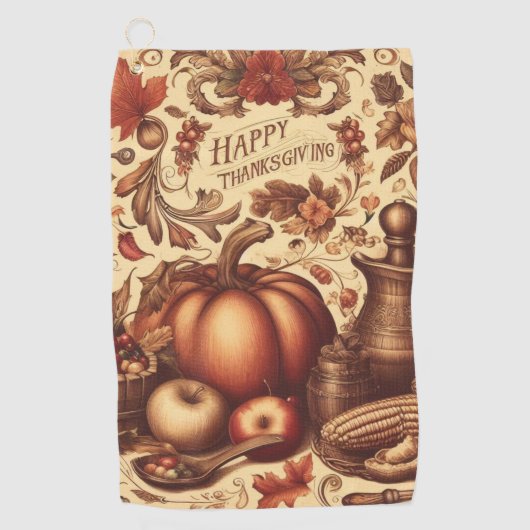 Serviette De Golf Bon thanksgiving vintage/classique (Devant)