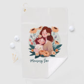 Serviette De Golf Bond adorable maman et fille - Cadre floral (3) (En situation)