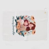 Serviette De Golf Bond adorable maman et fille - Cadre floral (3) (Horizontal)