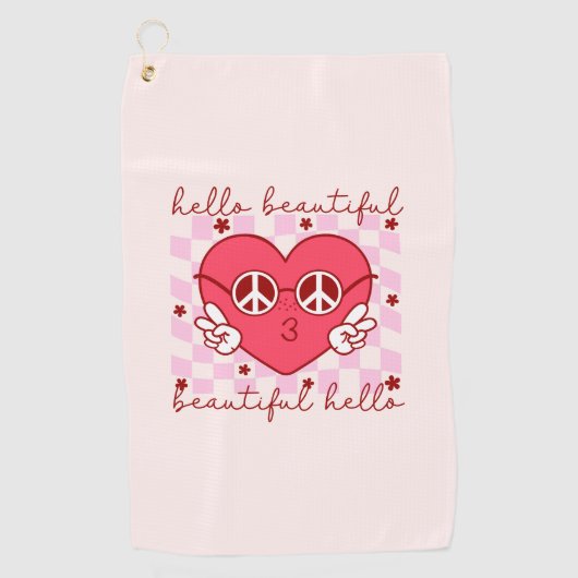Serviette De Golf Bonjour belle | Cute et coeur (Devant)